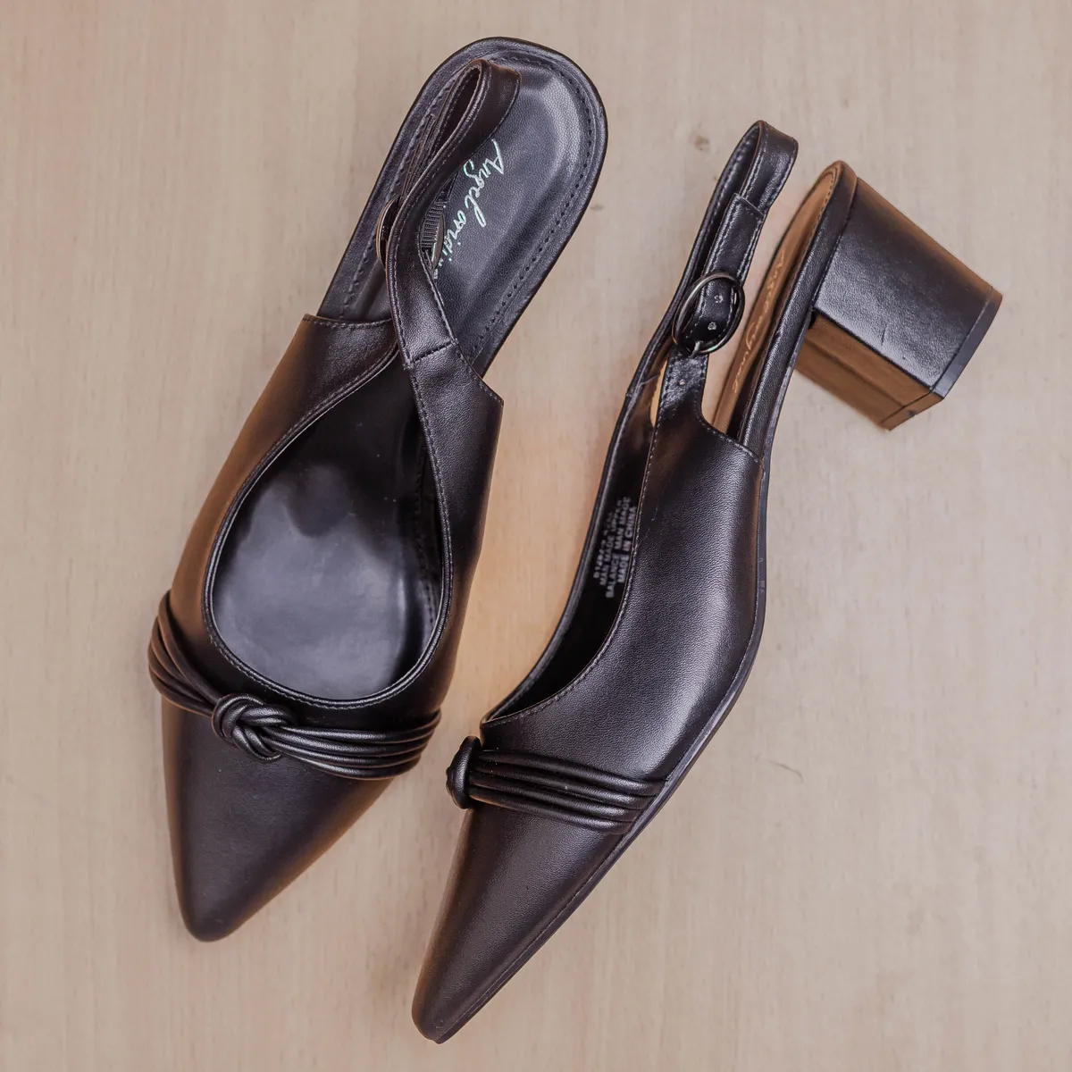 Black Knotted Slingback Heels