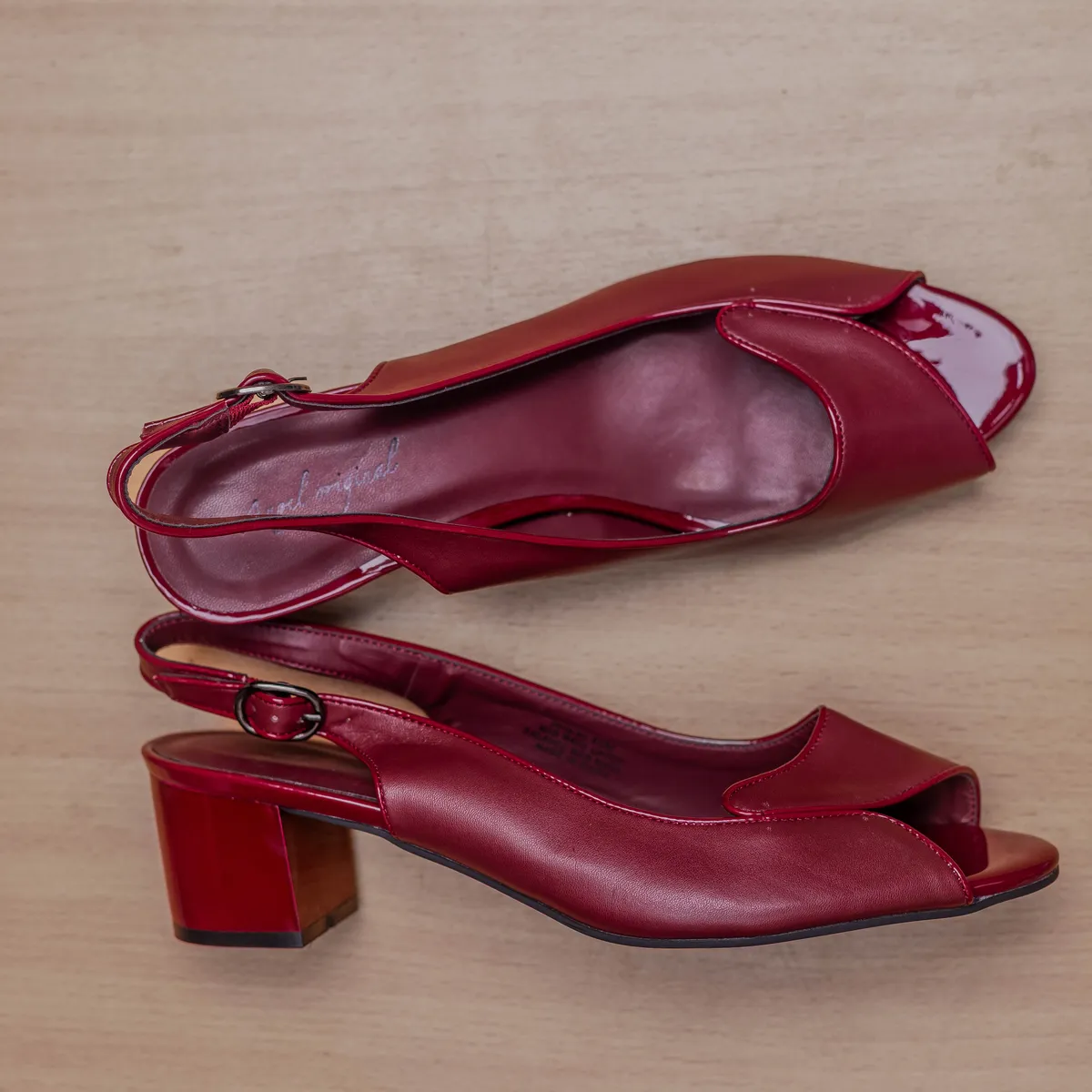 Burgundy Peep-Toe Slingbacks