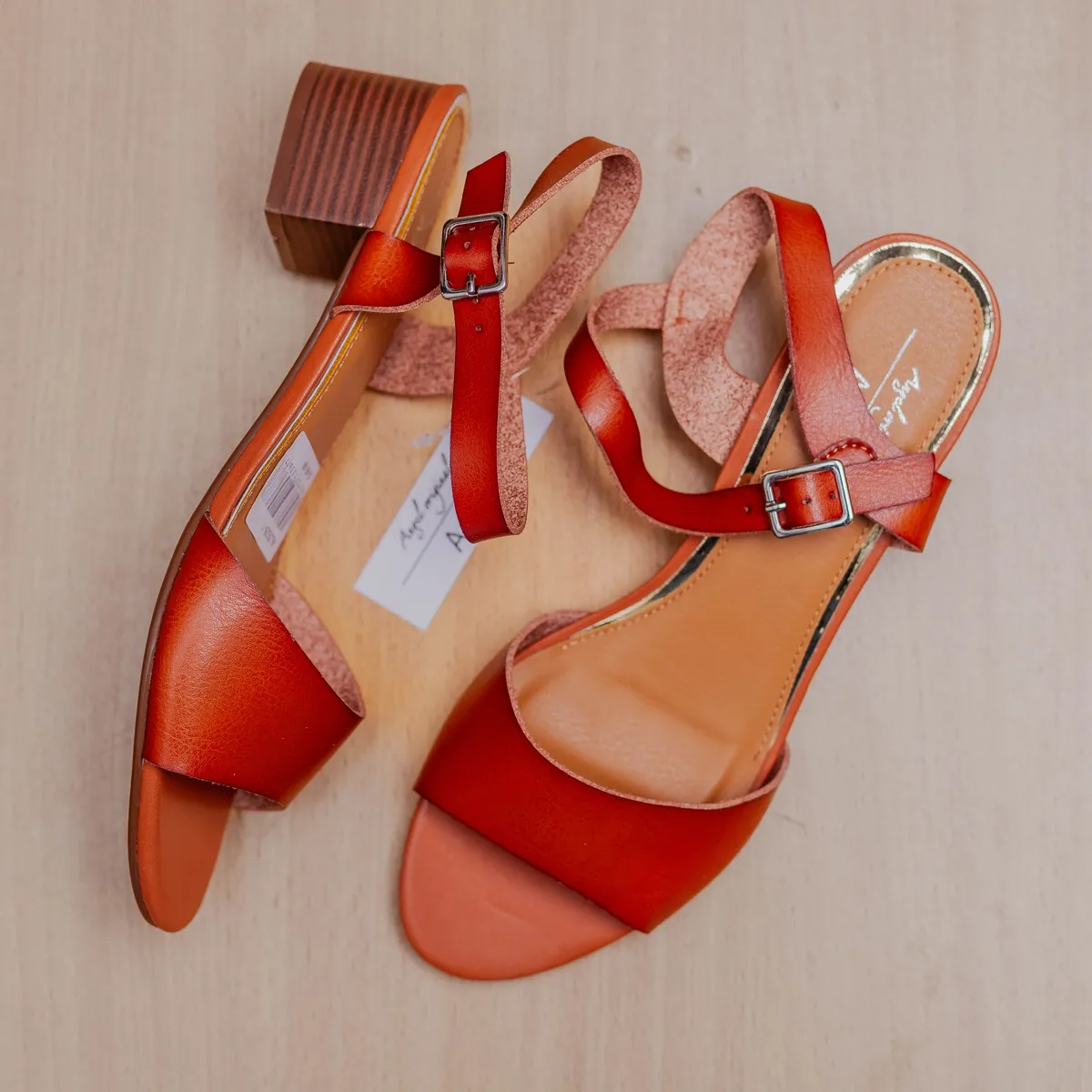 Tan Block Heel Sandals
